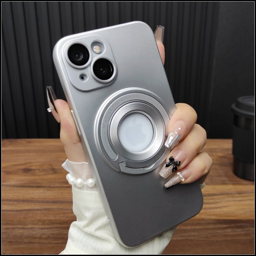 Silver Frosted Magnetic Ring Stand Case